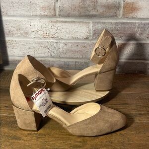 Nine West Tan Suede Ankle-Strap Heels